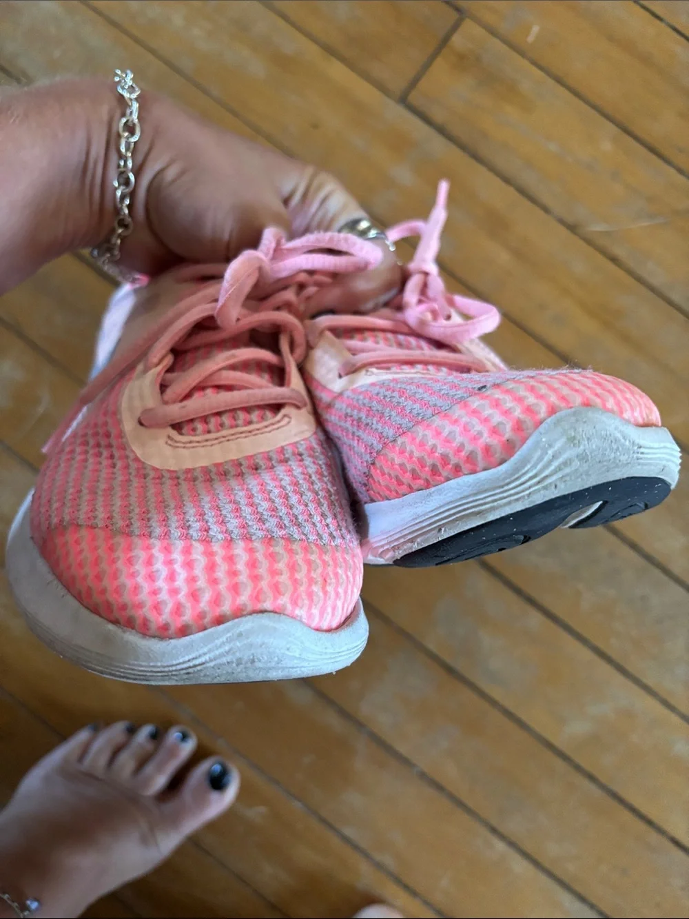 Nike Pink and Gray Mesh Running Sneakers